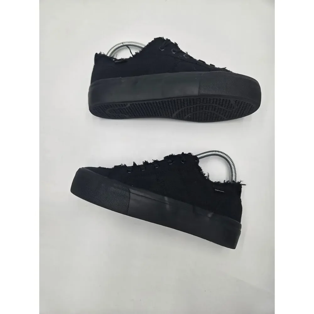 Obtaom Women's Black Canvas Low Top Casual Sneakers Size 7